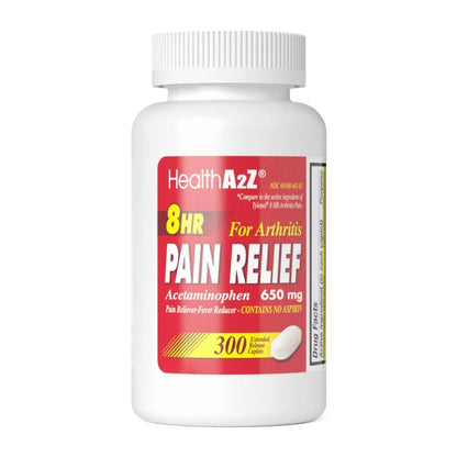 HealthA2Z® Pain Relief Extended Release | Acetaminophen 650mg | 8 Hours | Arthiritis Pain | Pain Reliever - Fever Reducer | Contains no Aspirin (300 Count) - Maple Wellness Supplements