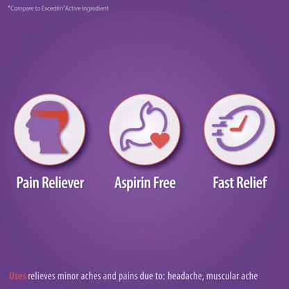 HealthA2Z® Tension Headache Relief | Acetaminophen 500mg | Caffeine 65mg | Pain Reliever Aid | Aspirin Free (200 caplets (Pack of 1)) - Maple Wellness Supplements