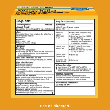 HealthCareAisle Allergy Relief - Levocetirizine Dihydrochloride Tablets USP, 5 mg, 160 Tablets, Original Prescription Strength Allergy Medication, 24-Hour Relief, 80 Count (Pack of 2) - Maple Wellness Supplements