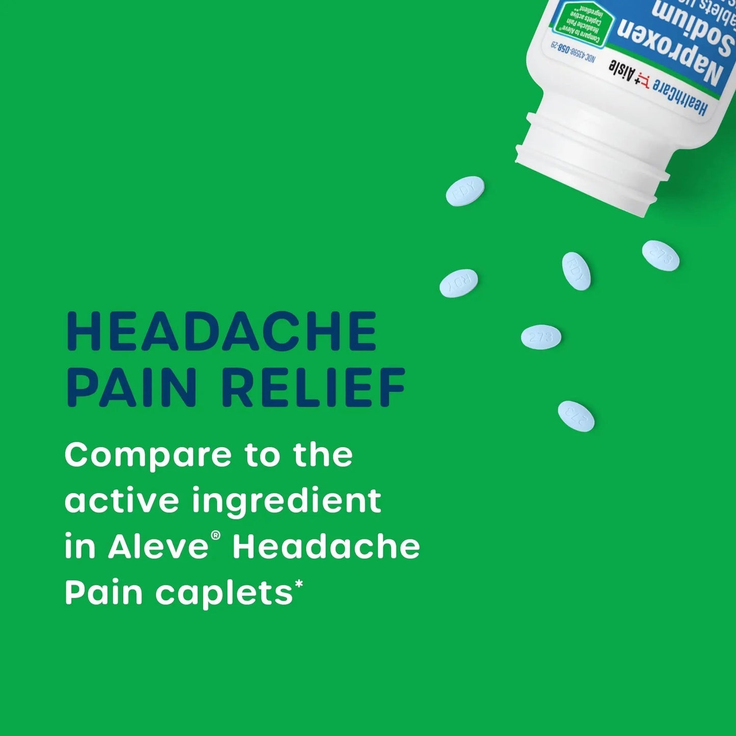 HealthCareAisle Naproxen Sodium, 220 mg - 225 caplets - Headache Pain Reliever, Up to 12 Hours of Relief - Maple Wellness Supplements