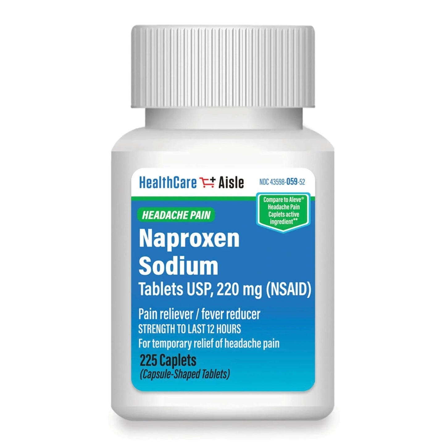 HealthCareAisle Naproxen Sodium, 220 mg - 225 caplets - Headache Pain Reliever, Up to 12 Hours of Relief - Maple Wellness Supplements