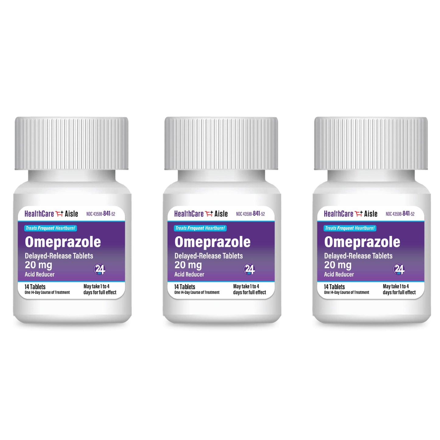 HealthCareAisle Omeprazole 20 mg - 42 Delayed-Release Tablets - Acid Reducer, Treats Frequent Heartburn - Maple Wellness Supplements