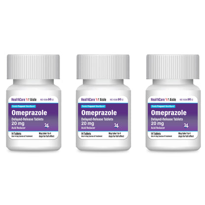 HealthCareAisle Omeprazole 20 mg - 42 Delayed-Release Tablets - Acid Reducer, Treats Frequent Heartburn - Maple Wellness Supplements