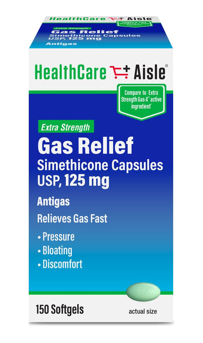 HealthCareAisle Simethicone Capsules 125 mg 150 ct - Maple Wellness Supplements