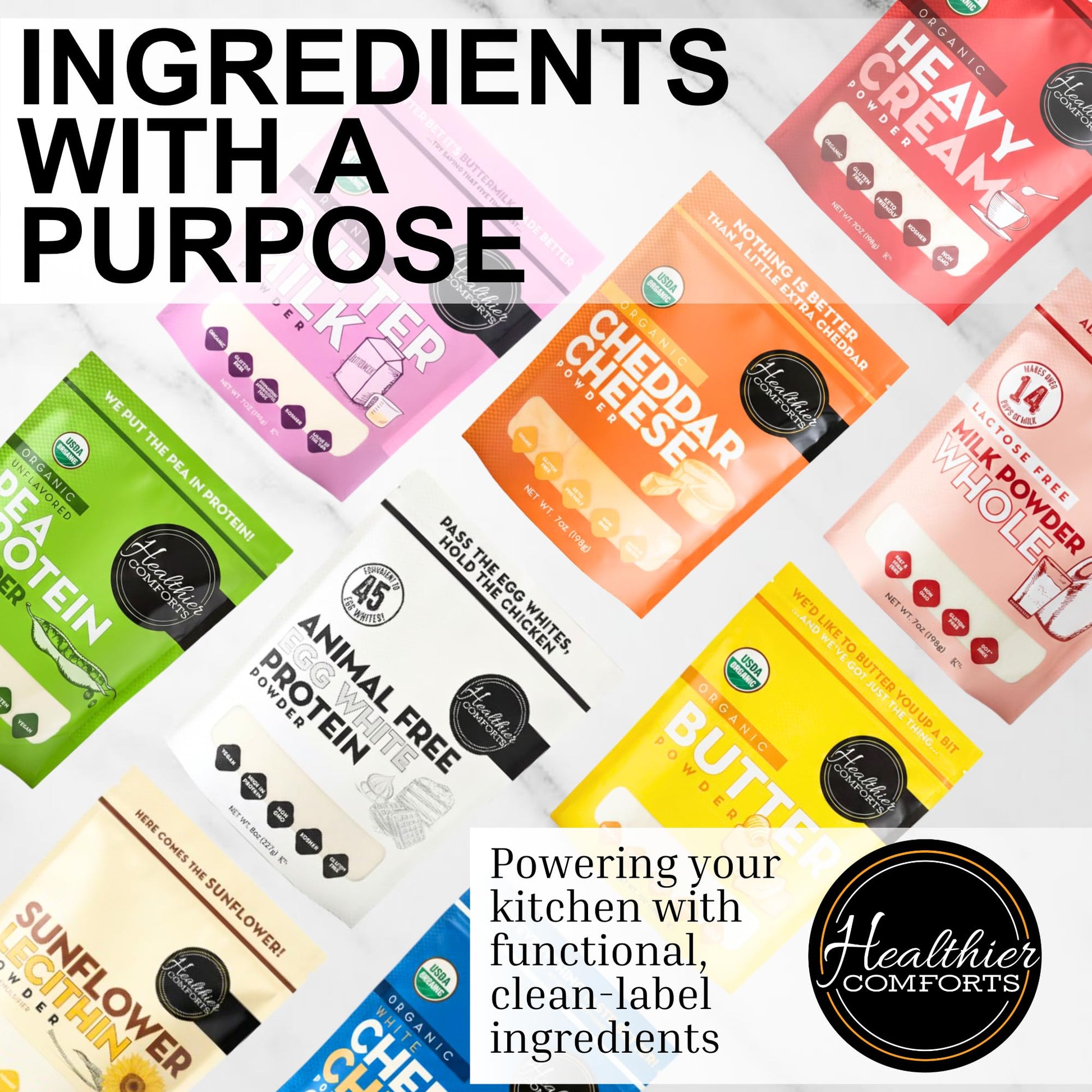 Healthier Comforts Animal-Free Egg White Protein Powder | Make Vegan Egg Omelets, Angel Food Cake, Meringue, Protein Shakes | Whips and Binds Just Like Traditional Egg Whites (8 oz) - Maple Wellness Supplements