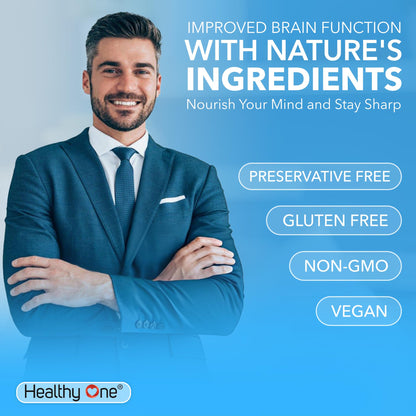 Healthy Mind - Safe for Teens - Brain Fog - Cognitive Function - Concentration - Focus - Neural Optimization - Mood - Ginkgo Biloba - Ginseng - Rhodiola - Bacopa - Gotu Kola - Green Tea - 60 Count - Maple Wellness Supplements