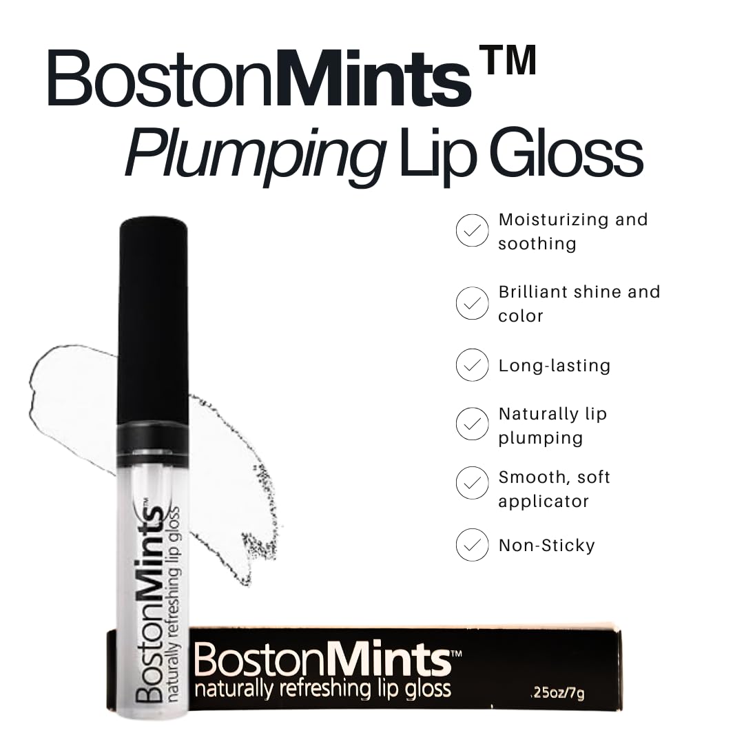Healthy, Naturally Lip Plumping Clear LipGloss, Southie Pout (.25oz) - Vegan, Plant-Based ingredients. Cooling Mint Enhances Fullness, while Avocado Oil and Jojoba provides lasting Hydration. - Maple Wellness Supplements