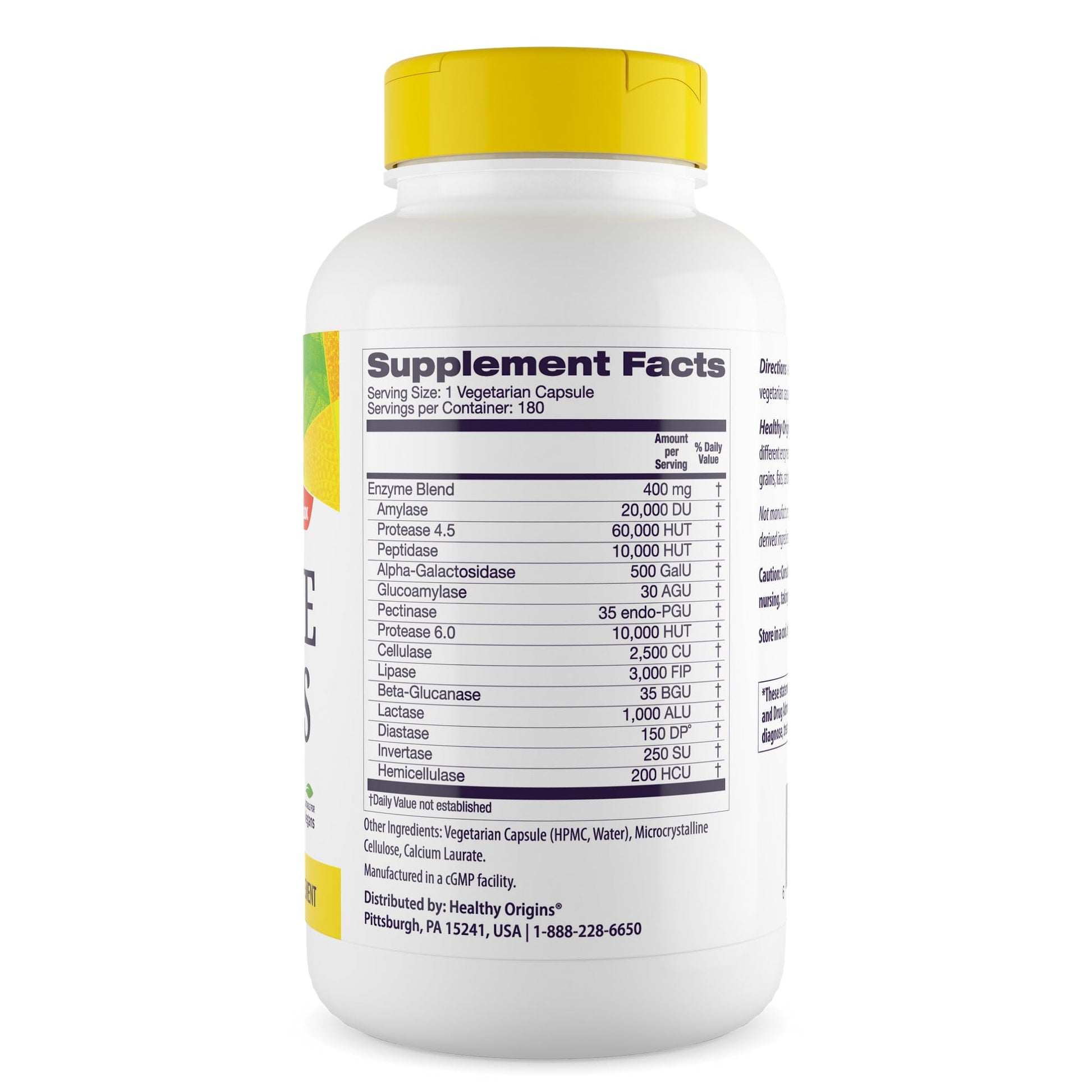 Healthy Origins Digestive Enzymes, 180 Veggie Capsules - Broad Spectrum, Multi-Enzyme Blend with Protease, Amylase & Lipase - Supports GI Comfort - Maple Wellness Supplements