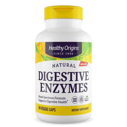 Healthy Origins Digestive Enzymes, 90 Veggie Capsules - Broad Spectrum, Multi-Enzyme Blend with Protease, Amylase & Lipase - Supports GI Comfort, - Maple Wellness Supplements