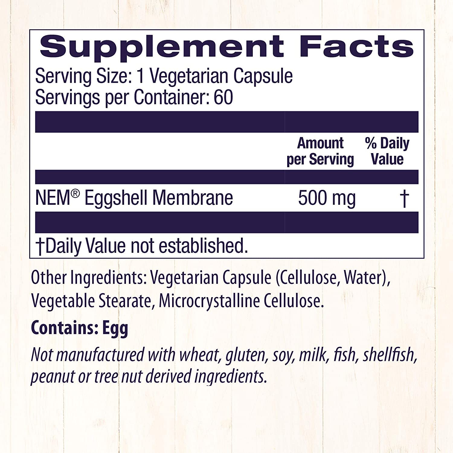 Healthy Origins Eggshell Membrane (NEM), 500 mg - Natural Collagen and Joint Support - Maple Wellness Supplements