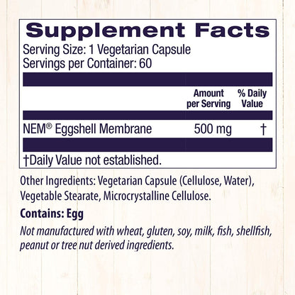 Healthy Origins Eggshell Membrane (NEM), 500 mg - Natural Collagen and Joint Support - Maple Wellness Supplements