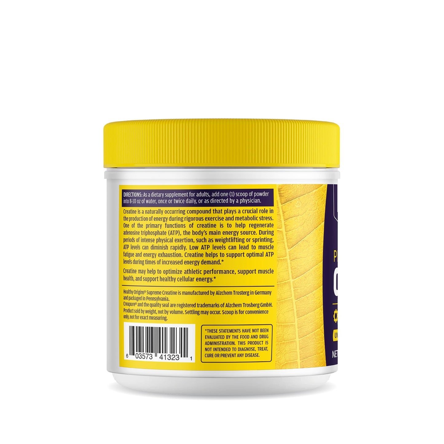 Healthy Origins® Performance Creatine with Creapure®, Unflavored Micronized Powder, Supports Muscle Function, Energy & Recovery, 21.2oz (600g), 120 Servings - Maple Wellness Supplements