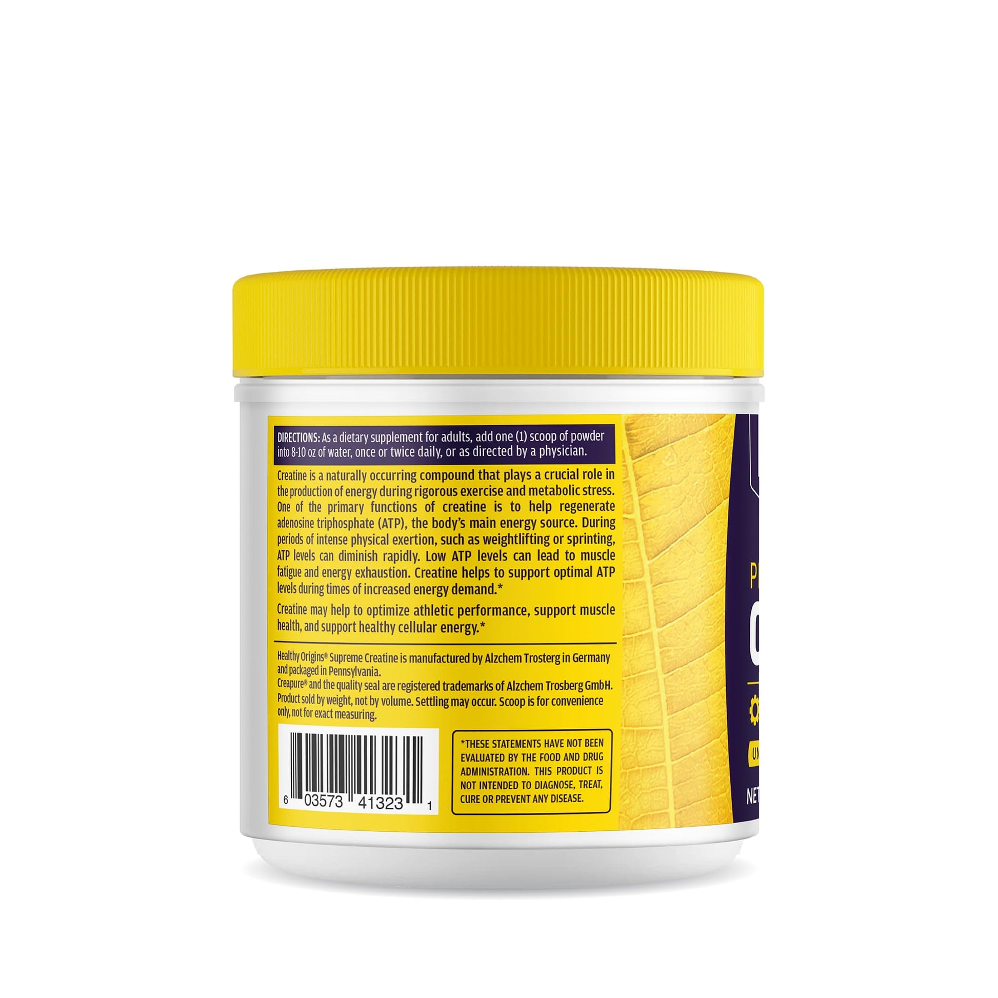 Healthy Origins® Performance Creatine with Creapure®, Unflavored Micronized Powder, Supports Muscle Function, Energy & Recovery, 21.2oz (600g), 120 Servings - Maple Wellness Supplements