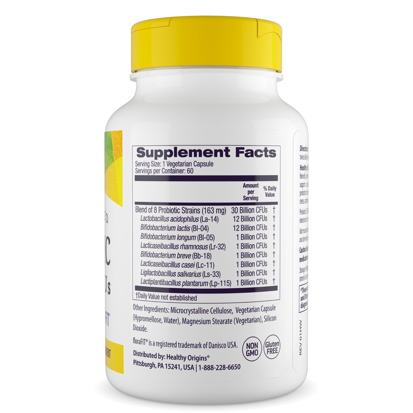 Healthy Origins Probiotic 30 Billion CFUs, 60 Veggie Capsules - 8 Clinically Studied Strains Including Lactobacillus & Bifidobacterium - Supports Microbiom - Maple Wellness Supplements