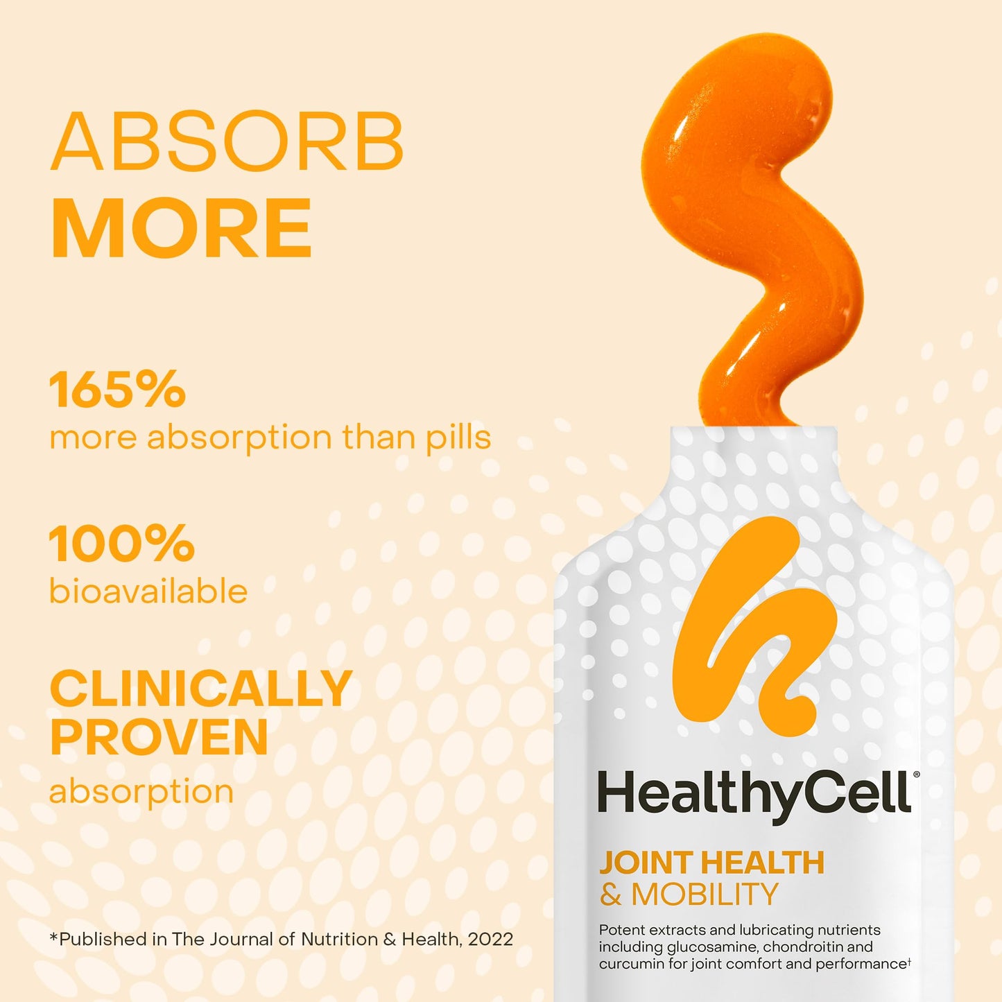 Healthycell Joint Health & Mobility Daily Liquid Supplement - Joint Support Supplement, Inflammation Response, Cartilage & Flexibility with Curcumin, Glucosamine & Chondroitin - 30 Gel Packs - Maple Wellness Supplements