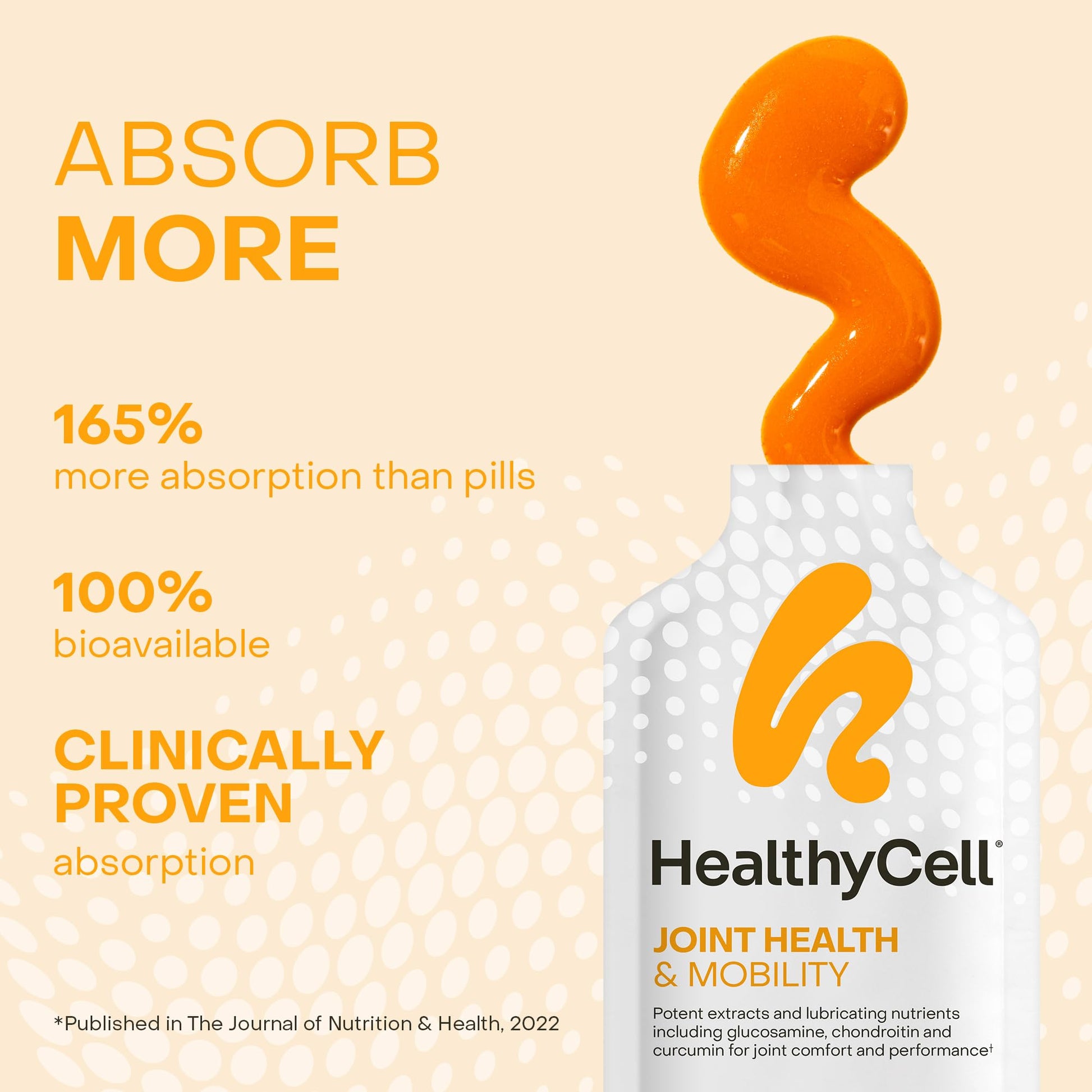Healthycell Joint Health & Mobility Daily Liquid Supplement - Joint Support Supplement, Inflammation Response, Cartilage & Flexibility with Curcumin, Glucosamine & Chondroitin - 30 Gel Packs - Maple Wellness Supplements