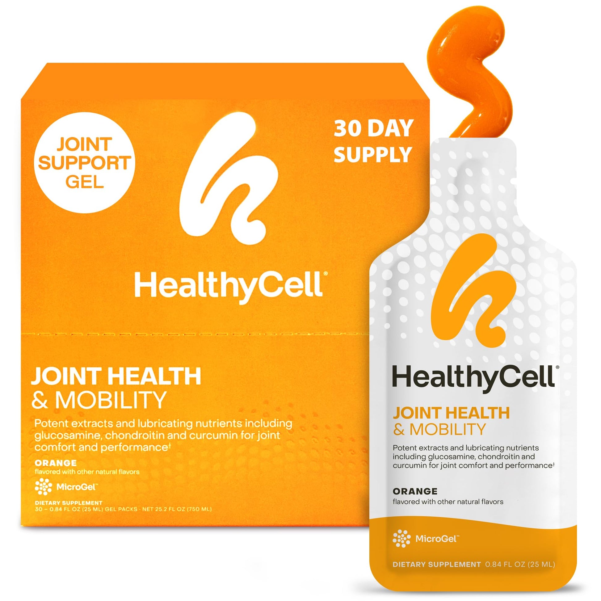 Healthycell Joint Health & Mobility Daily Liquid Supplement - Joint Support Supplement, Inflammation Response, Cartilage & Flexibility with Curcumin, Glucosamine & Chondroitin - 30 Gel Packs - Maple Wellness Supplements