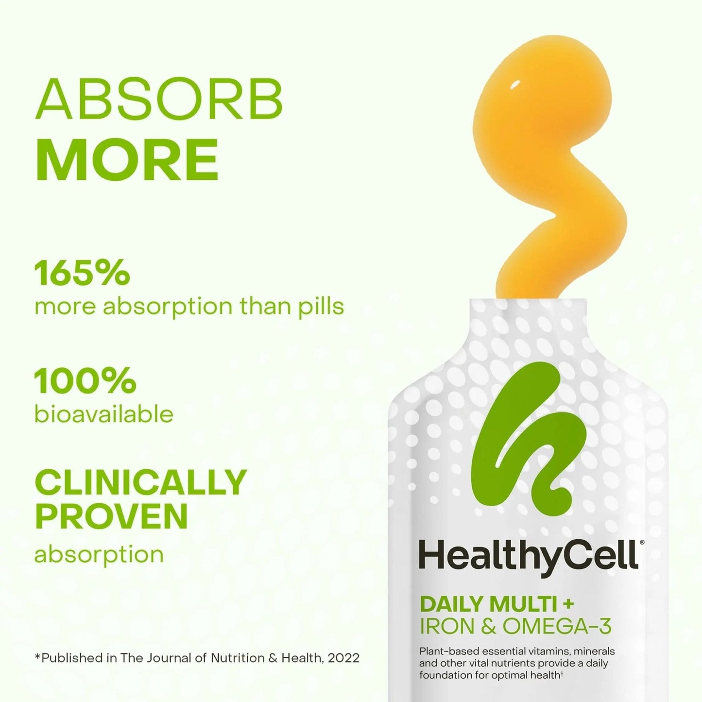 Healthycell Vegan Daily Multivitamin Liquid Supplement with Iron and Omega-3, 25+ Essential Vitamins, Minerals & Nutrients for Brain - Maple Wellness Supplements