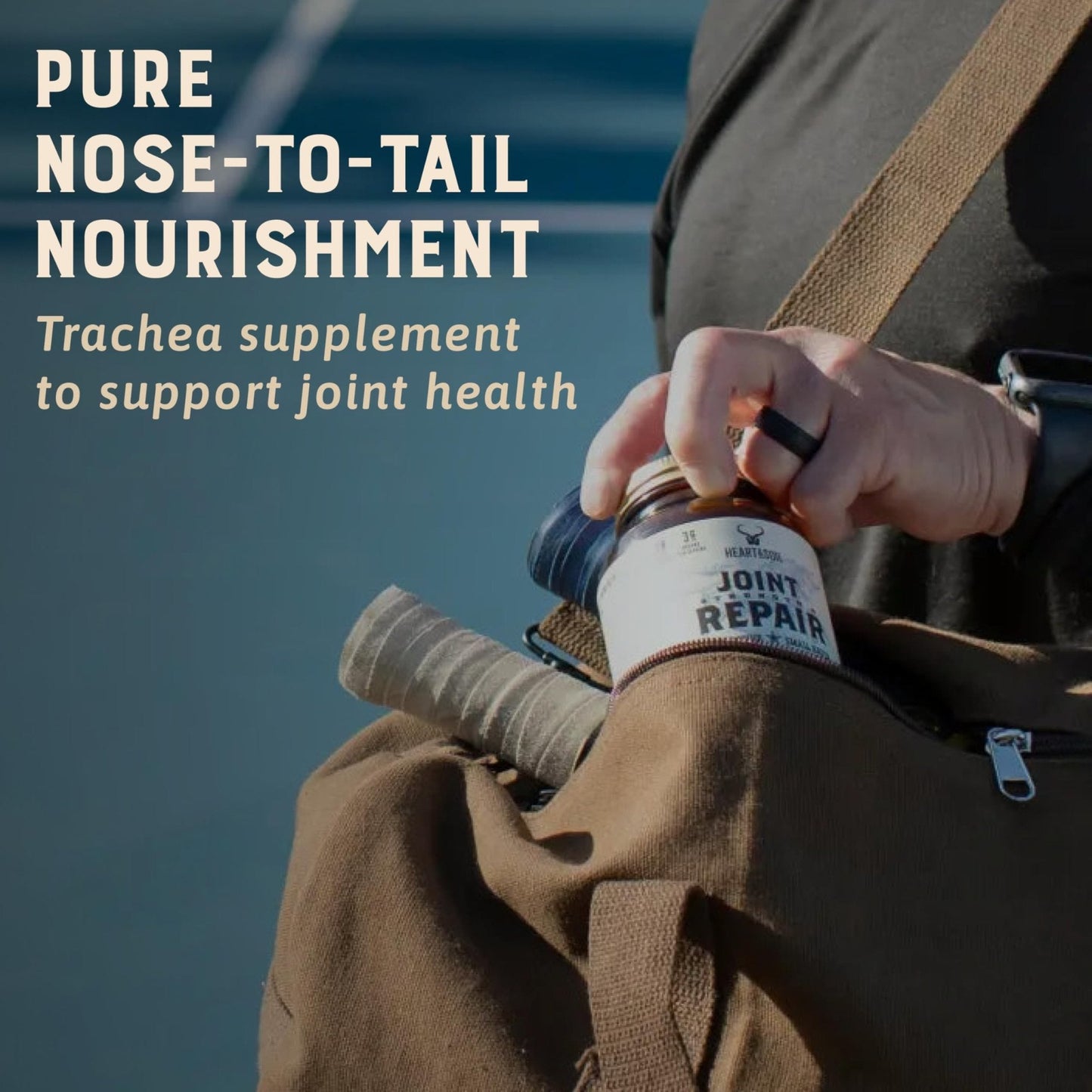 Heart & Soil 100% Grass Fed & Finished Joint Support Supplement from Regenerative Cattle with Trachea, Scapula & Bone Marrow – Supports Joint Strength & Mobility – 3000mg – Glass Bottle – 180 Capsules - Maple Wellness Supplements