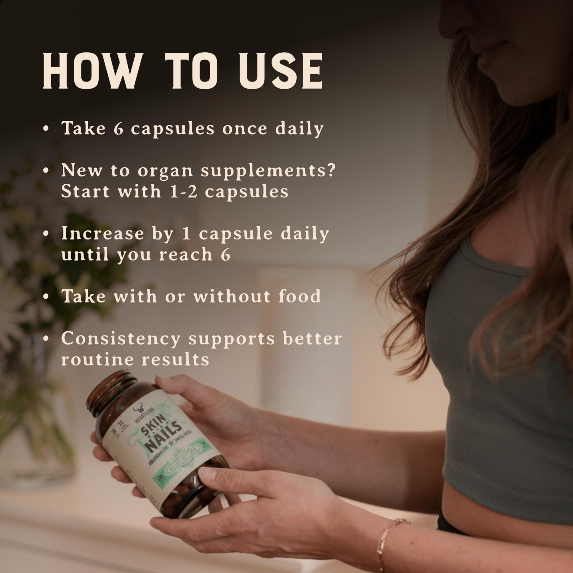 Heart & Soil 100% Grass Fed & Finished Joint Support Supplement from Regenerative Cattle with Trachea, Scapula & Bone Marrow – Supports Joint Strength & Mobility – 3000mg – Glass Bottle – 180 Capsules - Maple Wellness Supplements