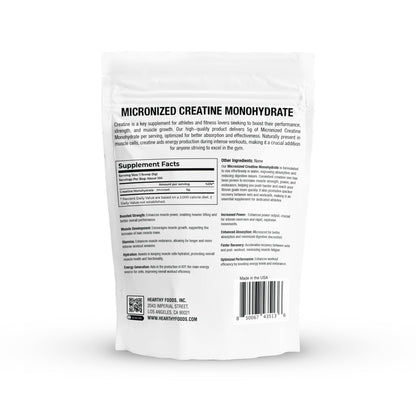 HEARTHY FOODS Creatine Monohydrate Micronized Powder 500G - 100 Servings, 5000mg Per Serving (5g) - 17.9 Oz for Men & Women Muscle Growth & Recovery - UNFLAVORED - Maple Wellness Supplements