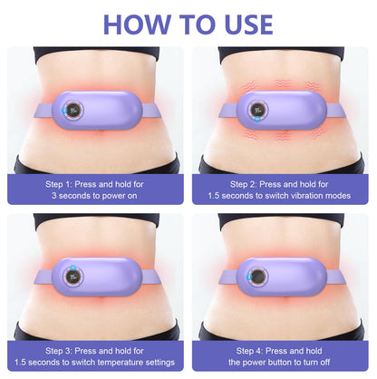 Heating Pad for Period Cramps, 3 Heat Levels and 3 Massage Modes, Portable Heating Pad for Menstrual Cramps Relief, Electric Heat Belt, Christmas Gifts for Women and Girl Stocking Stuffers(Purple) - Maple Wellness Supplements