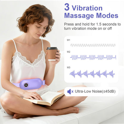 Heating Pad for Period Cramps, 3 Heat Levels and 3 Massage Modes, Portable Heating Pad for Menstrual Cramps Relief, Electric Heat Belt, Christmas Gifts for Women and Girl Stocking Stuffers(Purple) - Maple Wellness Supplements