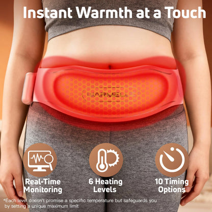 Heating Pad for Period Cramps, Portable Heating Pad for Back - Instant Soothing Menstrual Cramp Relief, Cordless Heating Pads Rechargeable with 5000mAh Battery, 6 Heat Settings, 10-99 Mins Timer - Maple Wellness Supplements