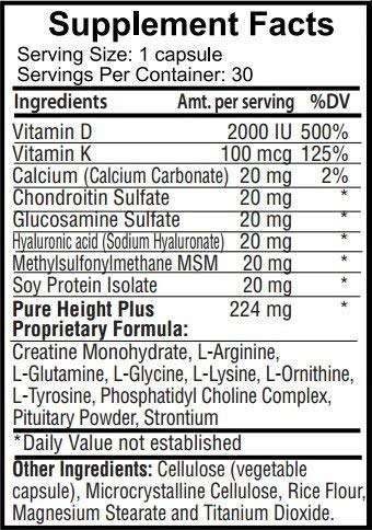 Height Growth Vitamins Grow Taller - Increase Bone Strength Bone Density Bone Growth - Maple Wellness Supplements