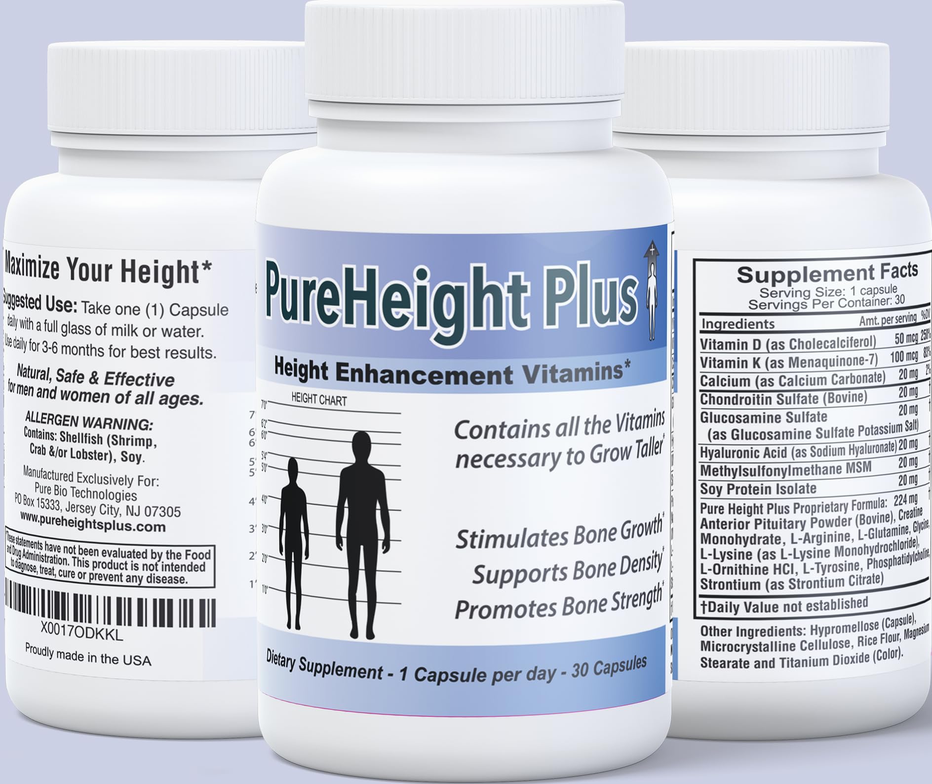 Height Growth Vitamins Grow Taller - Increase Bone Strength Bone Density Bone Growth - Maple Wellness Supplements