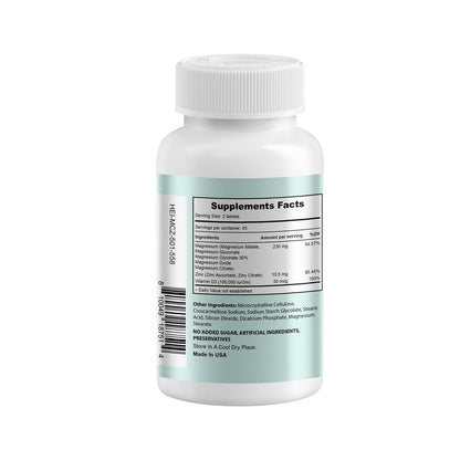 Heivy Magnesium Complex, Magnesium Glycinate, Citrate, Malate, Oxide, Gluconate with Zinc and Vitamin D3, Magnesium Supplement for Muscle, Nerve, Heart, Bone Support, High Absorption, 90 Tablets - Maple Wellness Supplements
