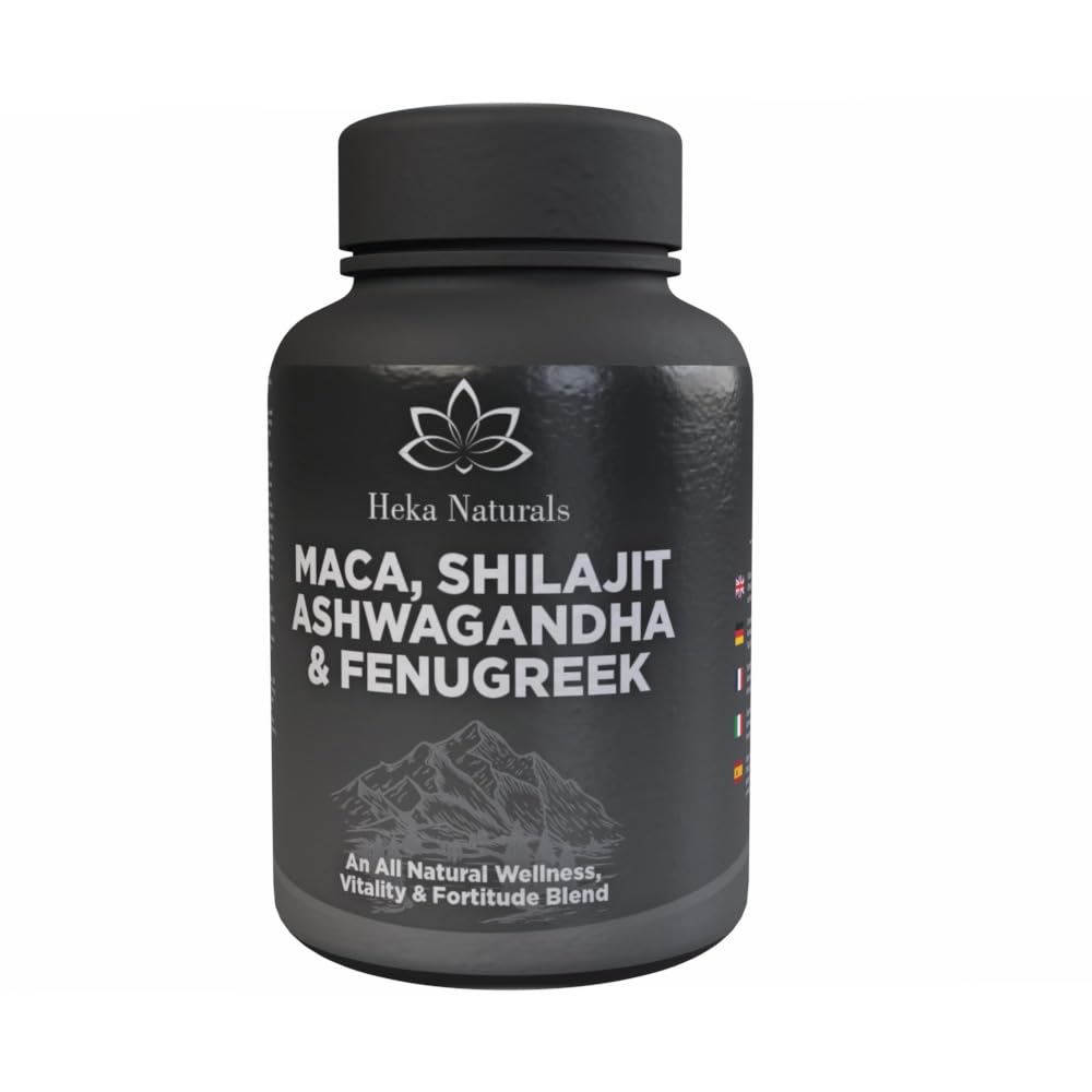Heka Naturals Male Botanical Complex | 90 Capsules with Ashwagandha, Maca Root, Fenugreek & Shilajit | Traditional Plant-Based Ingredients for Active Lifestyles | Food Supplement - Maple Wellness Supplements