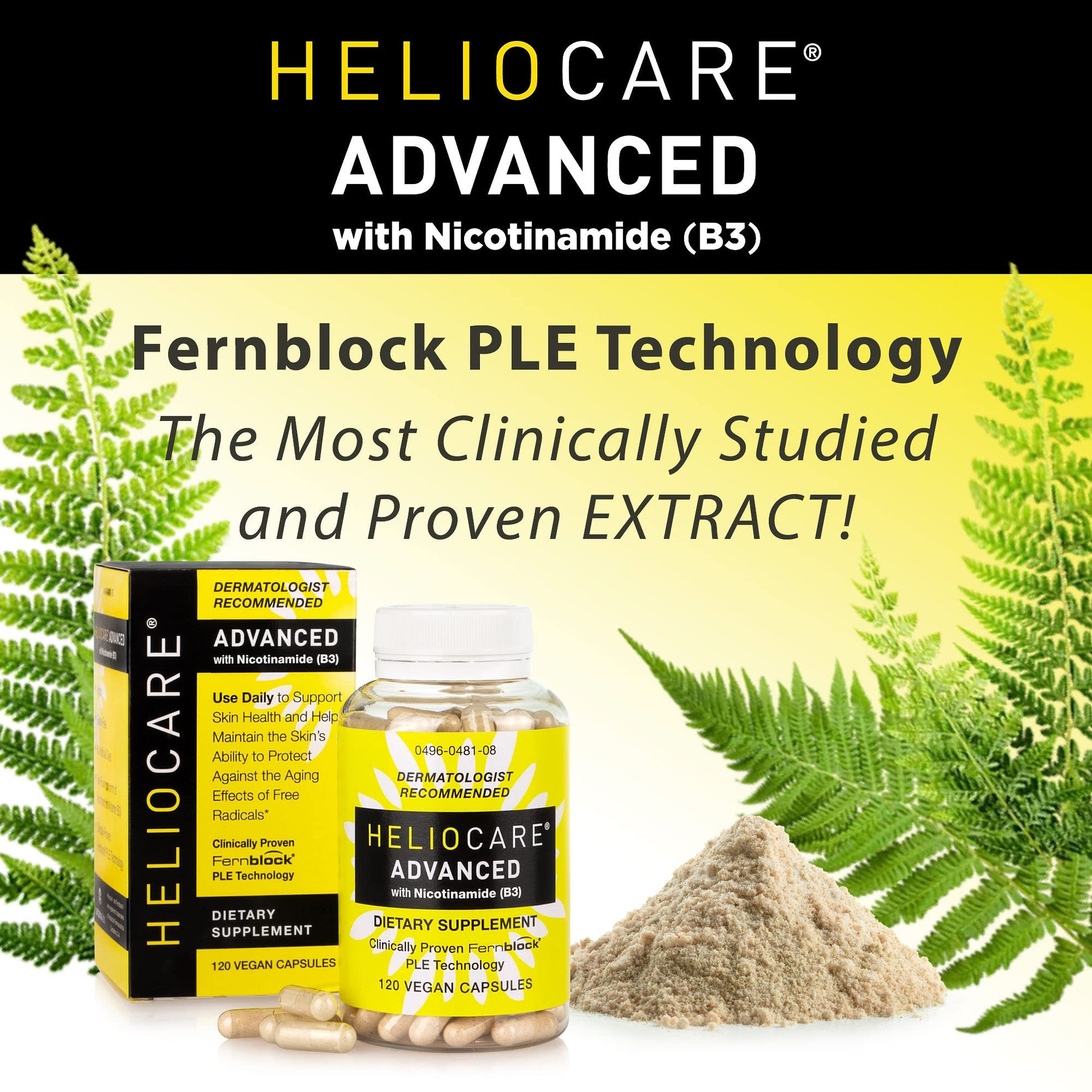 Heliocare Advanced Niacin B3 Supplement: Fernblock PLE Extract 240mg Per Serving - Supports Skin Cell Health W/Antioxidant - Maple Wellness Supplements