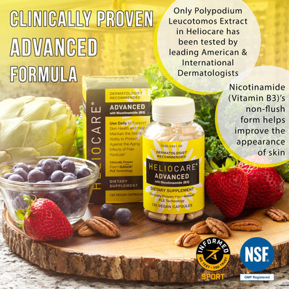 Heliocare Advanced Niacin B3 Supplement: Fernblock PLE Extract 240mg Per Serving - Supports Skin Cell Health W/Antioxidant - Maple Wellness Supplements