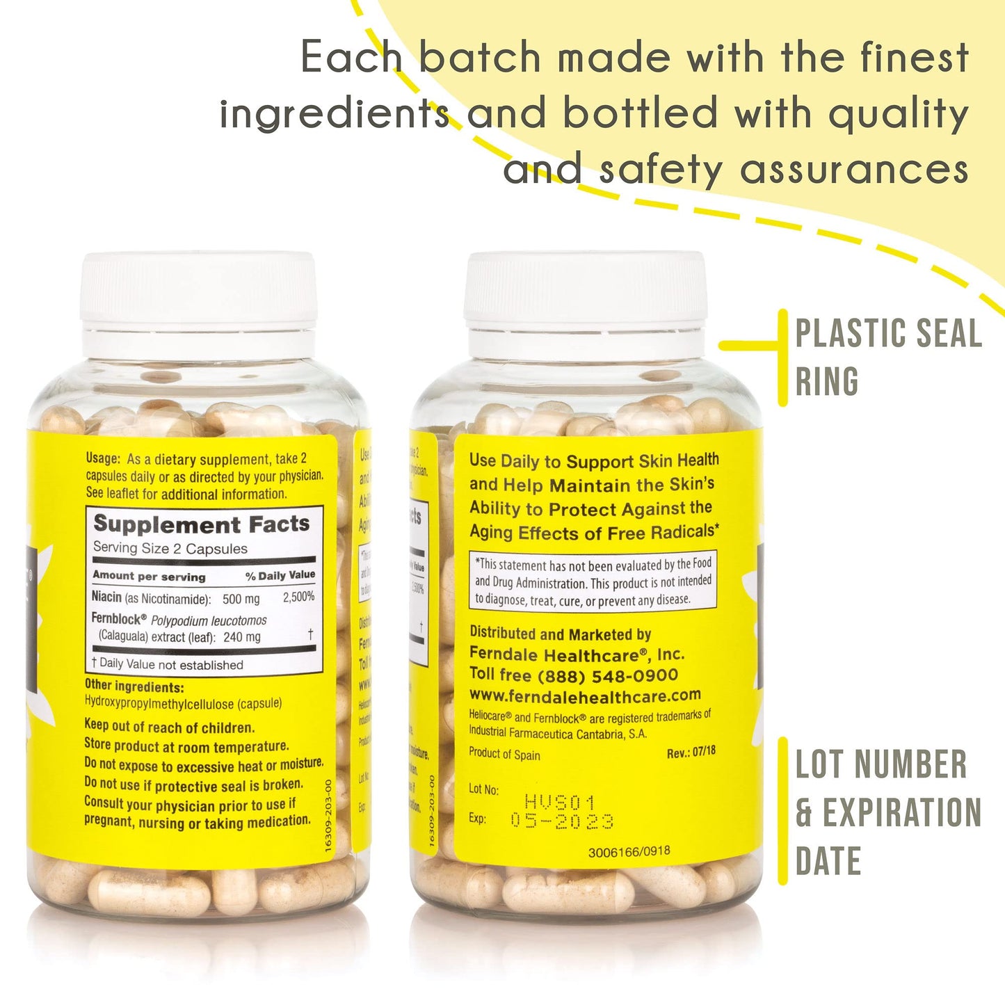 Heliocare Advanced Niacin B3 Supplement: Fernblock PLE Extract 240mg Per Serving - Supports Skin Cell Health W/Antioxidant - Maple Wellness Supplements