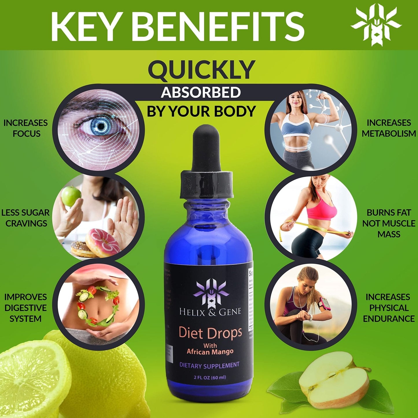 Helix & Gene Appetite Diet Drops Mango Flavor | Fast Weight Loss | Natural Metabolism - Maple Wellness Supplements