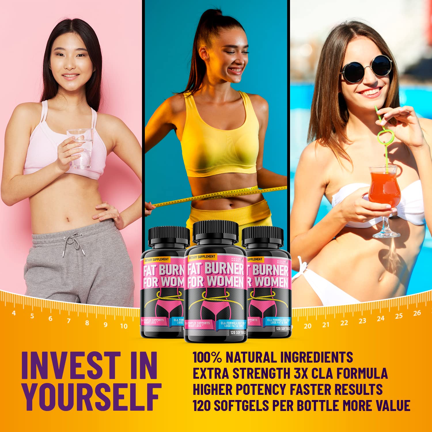 Helix Heal Belly Fat Burner for Women - Lose Stomach Fat w/Softgel Diet Pills - Maple Wellness Supplements