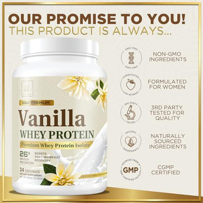 Hello Lovely! Whey Protein Powder, Vanilla Flavored Whey Isolate with 26g Protein - Maple Wellness Supplements