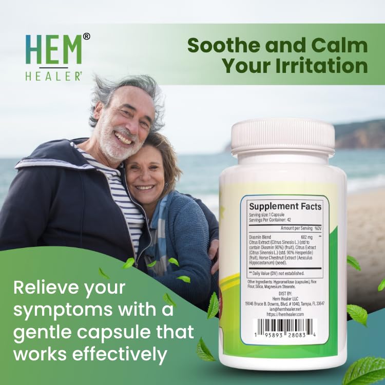 Hem Healer Hem Hero Extra Strength Hemorrhoid Treatment - Reduce Swelling, Soothe Itching & Irritation - 100% Natural - 42 Vegetarian Capsules - Maple Wellness Supplements