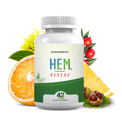 Hem Healer Hem Rescue Hemorrhoid Treatment Supplement - All Natural, Reduces Discomfort & Swelling, Boosts Blood Flow, Oral Botanical Blend, Made in USA - (1 Bottle Pack) - Maple Wellness Supplements
