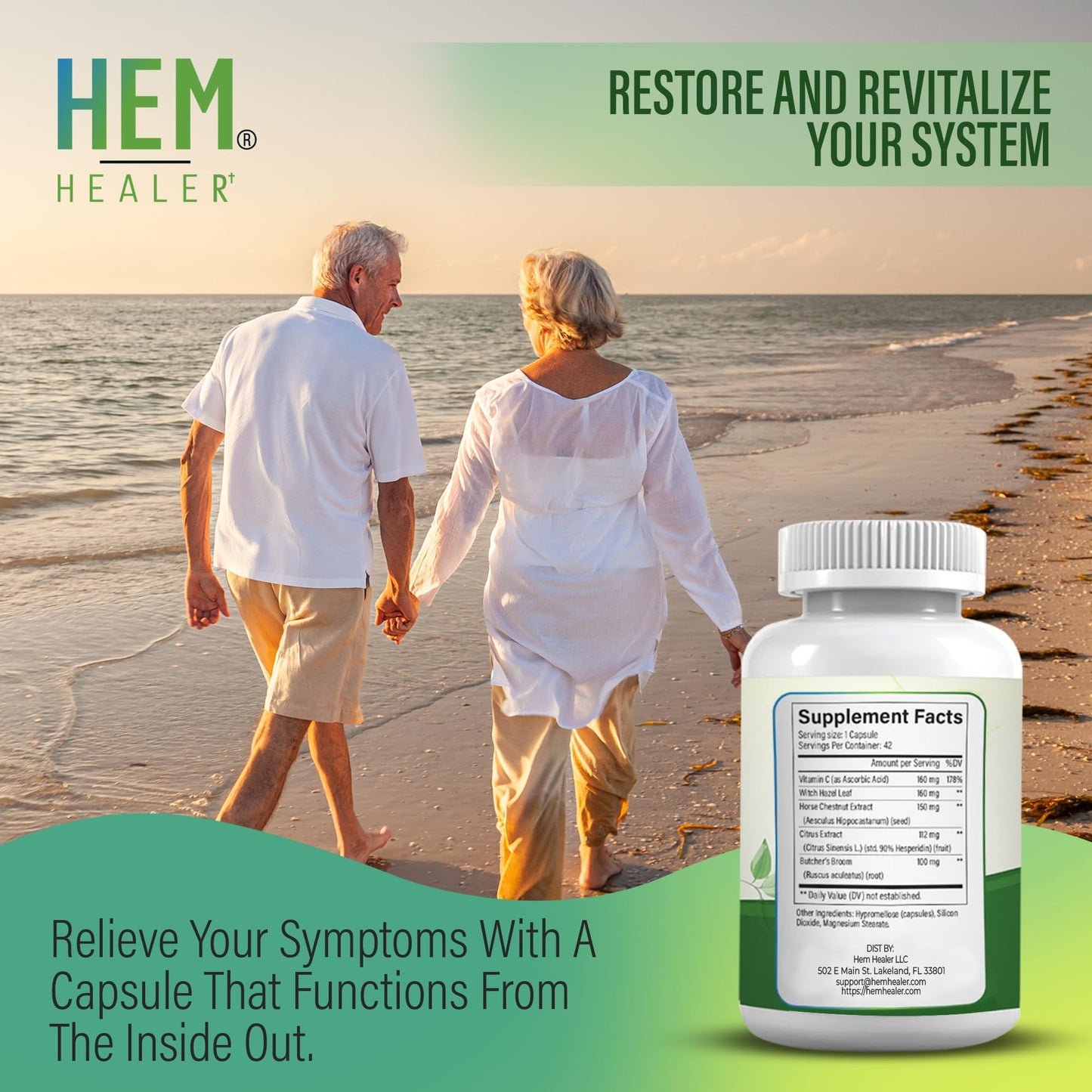 Hem Healer Hem Rescue Hemorrhoid Treatment Supplement - All Natural, Reduces Discomfort & Swelling, Boosts Blood Flow, Oral Botanical Blend, Made in USA - (1 Bottle Pack) - Maple Wellness Supplements