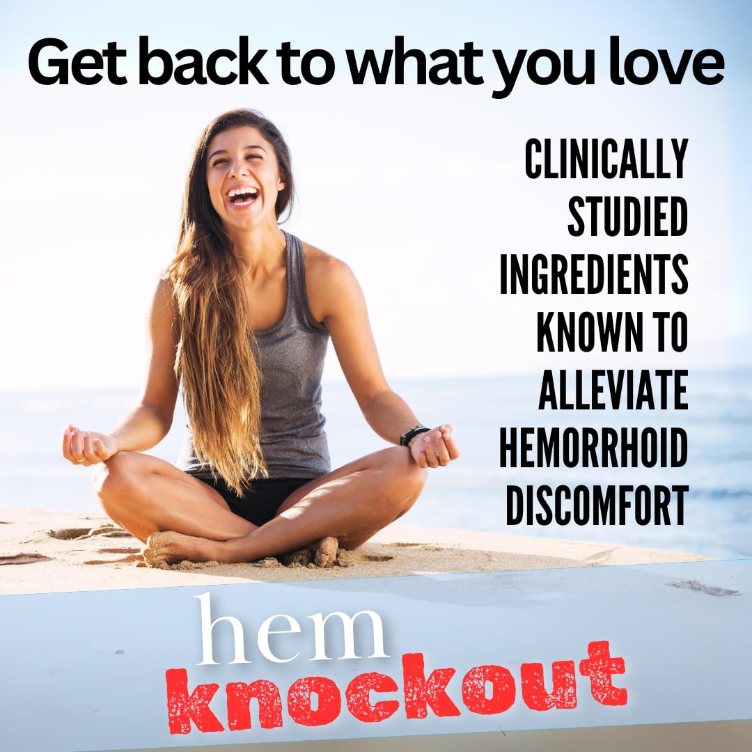 Hem Knockout Internal Hemorrhoid Relief Supplement- Fast-Acting Pills for Pain, Swelling & Bleeding - Natural Vein Strengthening Formula - 90 Day Supply - Made in USA - Maple Wellness Supplements