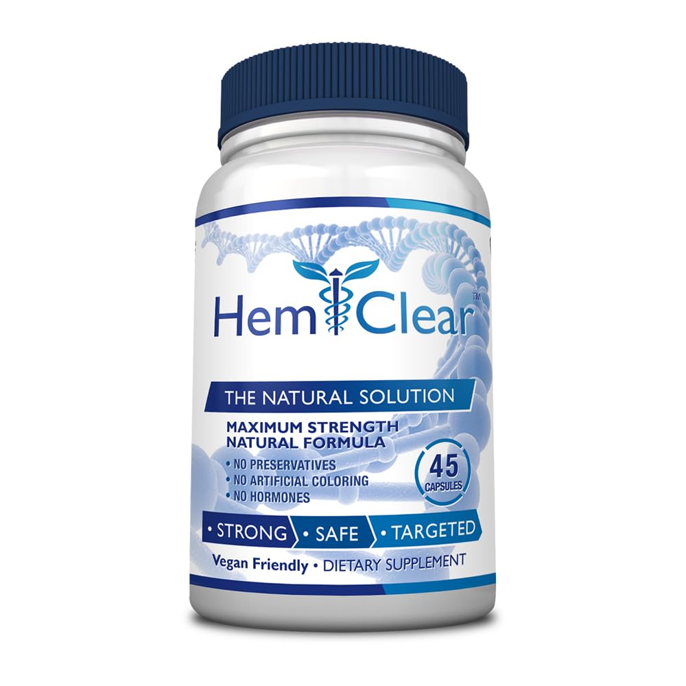 HemClear for Hemorrhoids - Vegan, 100% Natural Formula for Hemorrhoid Relief & Vascular Health - Maximum Strength 1 Bottle - Maple Wellness Supplements