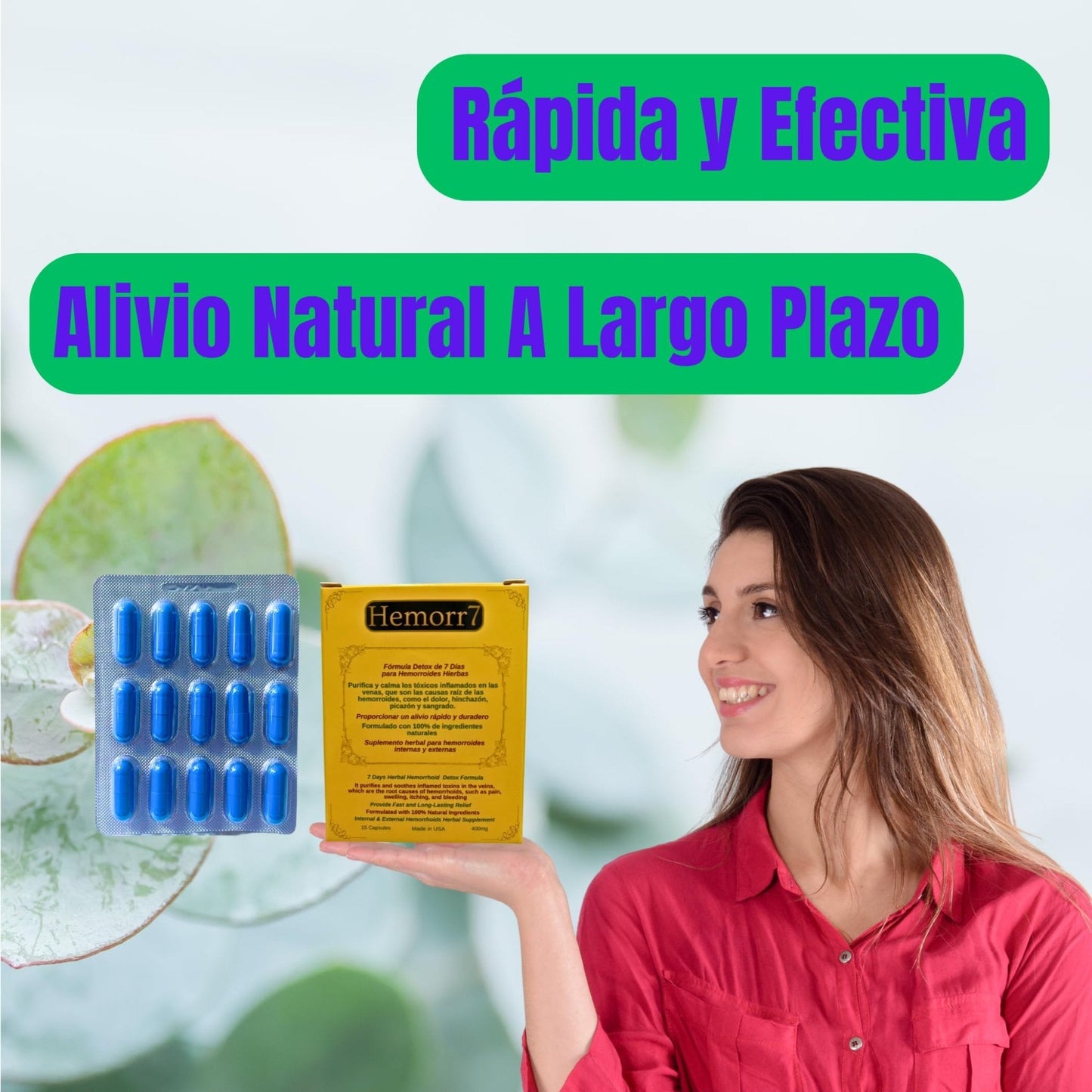 Hemorr7: 7Days 15 Capsules Herbal Hemorrhoid Detox Formula,Fórmula Herbal para desintoxicar las hemorroides Durante 7 días - Maple Wellness Supplements