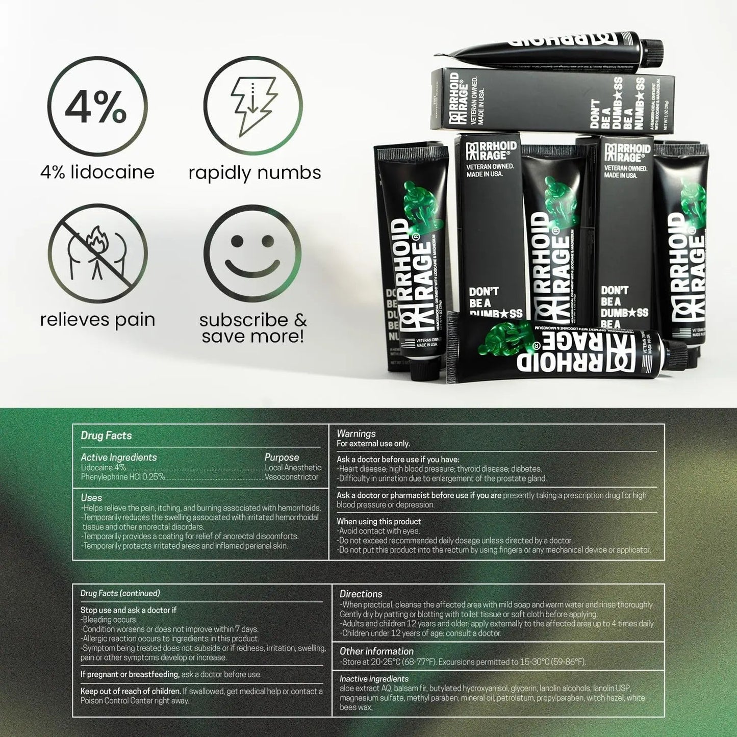 Hemorrhoid Ointment - Fissure and Hemorrhoid Treatment with Lidocaine, Aloe Extract, Magnesium Sulfate, Balsam Fir, Fast Acting Hemorrhoid Cream for Itching, Swelling and Maximum Pain Relief (1-Pack) - Maple Wellness Supplements