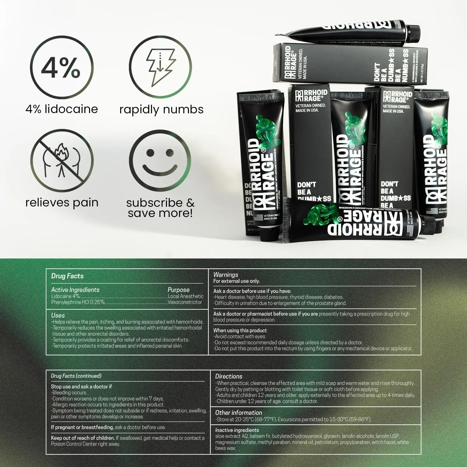 Hemorrhoid Ointment - Fissure and Hemorrhoid Treatment with Lidocaine, Aloe Extract, Magnesium Sulfate, Balsam Fir, Fast Acting Hemorrhoid Cream for Itching, Swelling and Maximum Pain Relief (1-Pack) - Maple Wellness Supplements