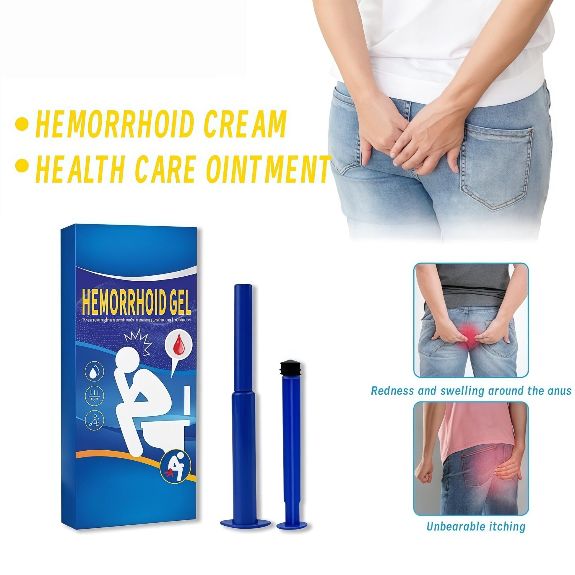 Hemorrhoid Relief Gel with 3 Disposable Applicators - Fast Soothing Cream for Itching & Swelling - Internal & External Treatment (Pack of 3) - Maple Wellness Supplements