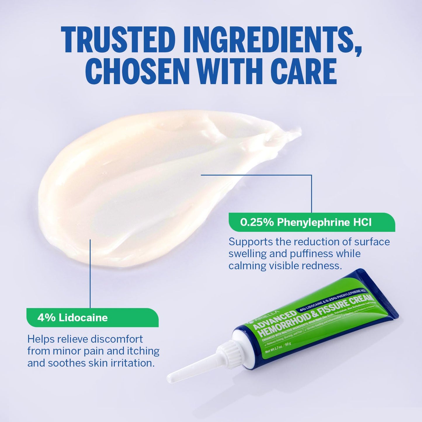 Hemorrhoid Treatment Fissure Lidocaine Cream: Advanced Numbing Ointment with Phenylephrine HCI - Fast Acting Natural Strength Soothing Relief of Pain Swelling Discomfort Itching (1.7 Oz, Witch Hazel) - Maple Wellness Supplements