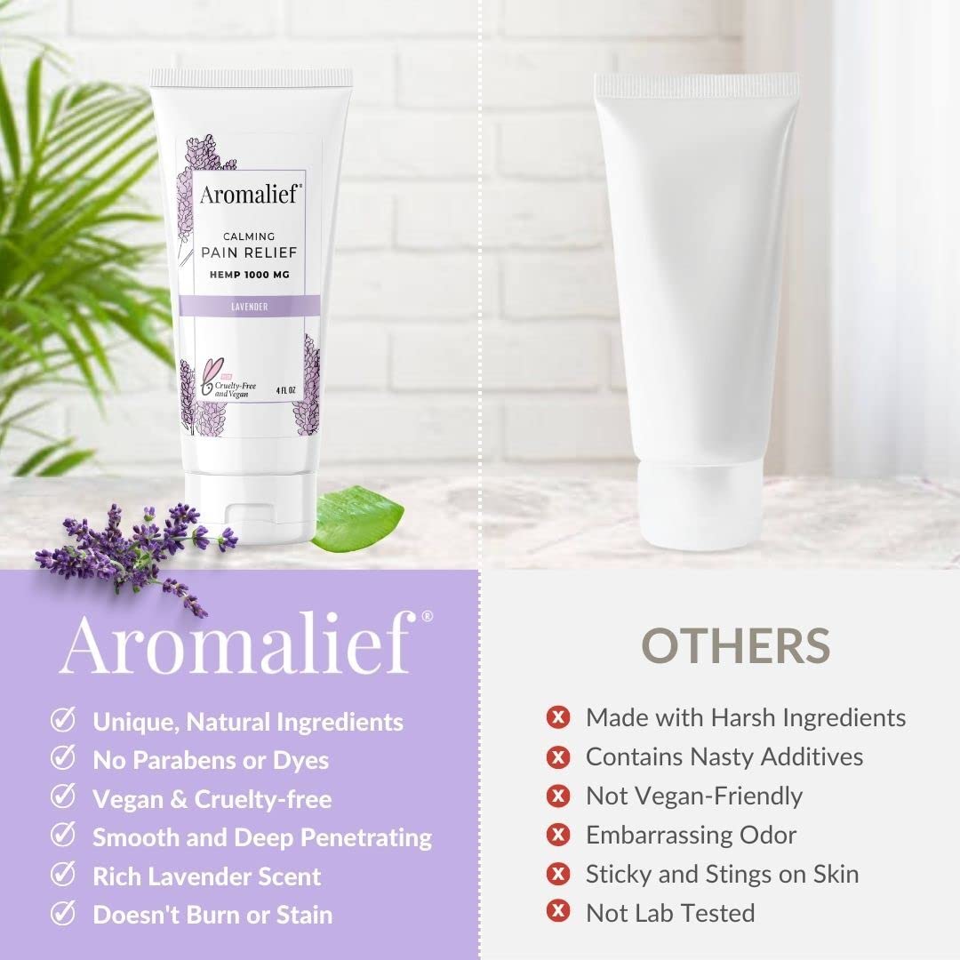 Hemp Cream with Lavender Aromatherapy - 1000MG Made in USA - Muscle & Joint Relief - Menthol, Glucosamine, Chondroitin MSM - Vegan - Maple Wellness Supplements