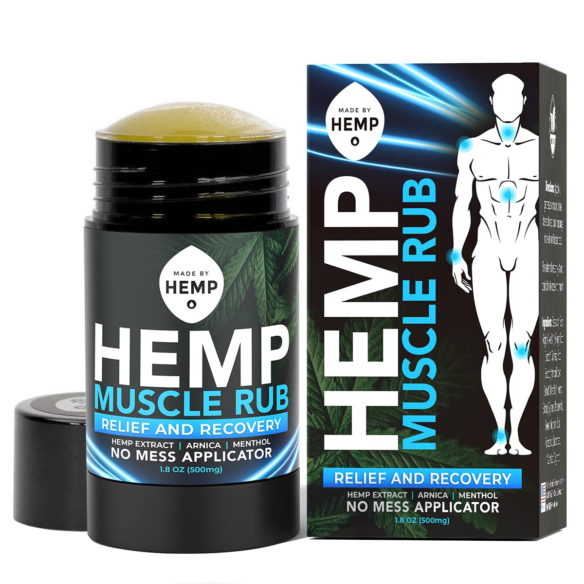 Hemp Roll On Post Workout Muscle Relief Stick for Muscles and Joints Natural Blend with Arnica, Menthol, Ginger Non Greasy Balm Cooling Soothing Support Formula Made by Hemp 1.8oz - Maple Wellness Supplements